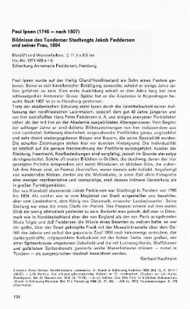 Paul Ipsen (1746 - nach 1807) Bildnisse des Tonderner Stadtvogts Jakob Feddersen und seiner Frau, 1804