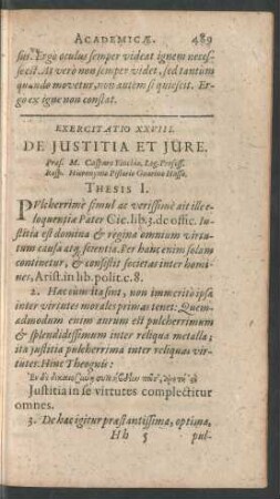 Exercitatio XXVIII. De Iustitia Et Iure ...