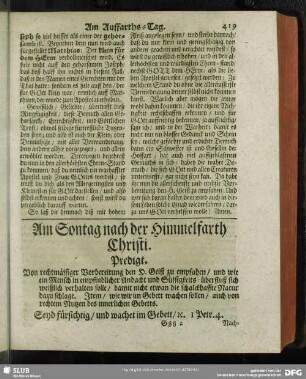 Am Sontag nach der Himmelfarth Christi