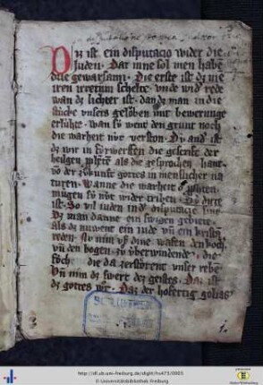 [1r - 38r] Disputation wider die Juden.