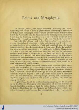 Politik und Metaphysik