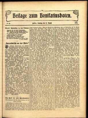 Zweite Ausgabe vom Sonntag, den 12. August 1906.
