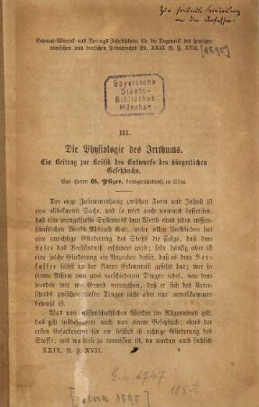 Die Physiologie des Irrthums : Ein Beitrag zur Kritik des Entwurfs des bürgerlichen Gesetzbuchs