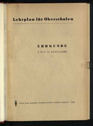 1953: Erdkunde : 9. bis 12. Schuljahr