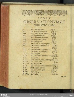 Index Observationum Et Curationum