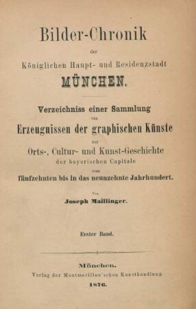 Band 1: Bilder-Chronik der Königlichen Haupt- und Residenzstadt München