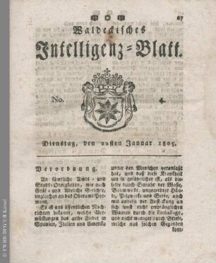 No. 4, Dienstag, den 22sten Januar 1805