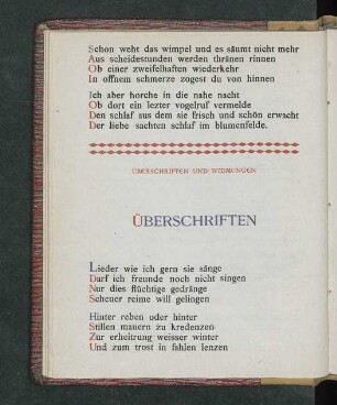 Überschriften und Widmungen