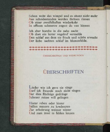 Überschriften und Widmungen