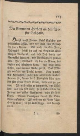 Der Amtmann Herbert an den Förster Gebhard.