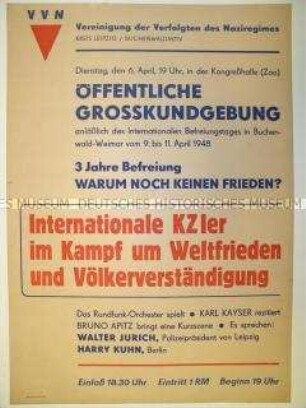 Maueranschlag des VVN mit Ankündigung einer Großkundgebung in Leipzig