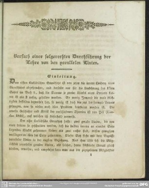 Versuch einer folgerechten Durchführung der Lehre von den parallelen Linien