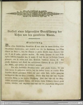 Versuch einer folgerechten Durchführung der Lehre von den parallelen Linien