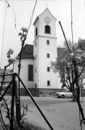 Freiburg, Betzenhausen: Kirche durch Weinranken