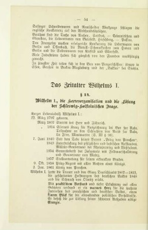 § 14. Wilhelm I., die Heeresorganisation und die Lösung der Schleswig-holsteinischen Frage