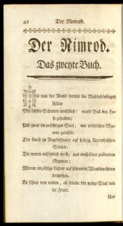 Der Nimrod. Das Zweyte Buch