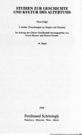 Repertorium Nazianzenum : orationes ; textus Graecus, 6. Codices Aegypti, Bohemiae, Hispaniae, Italiae, Serbiae, addenda et corrigenda