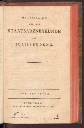 2.1795: Materialien für die Staatsarzneykunde und Jurisprudenz, 2.1795
