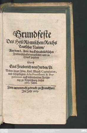 Grundfeste Des Heil. Römischen Reichs Teutscher Nation