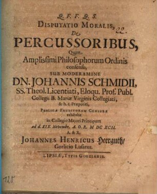 Disp. mor. de percussoribus