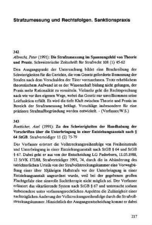 217-226, Strafzumessung und Rechtsfolgen. Sanktionspraxis