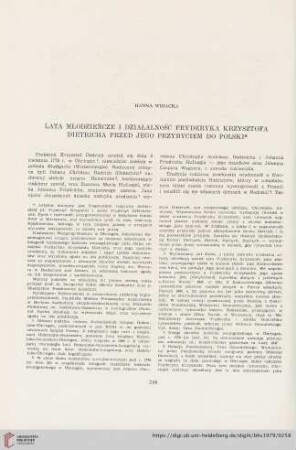 41: Lata młodzieńcze i działalność Fryderyka Krzysztofa Dietricha przed jego przybyciem do Polski