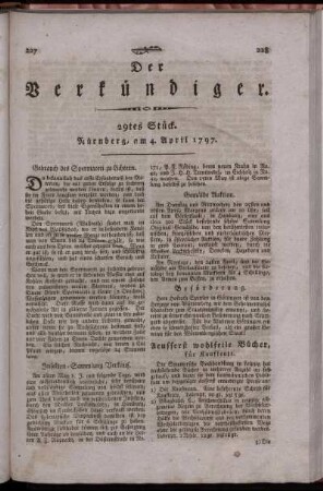 29tes Stück. Nürnberg, am 4. April 1797