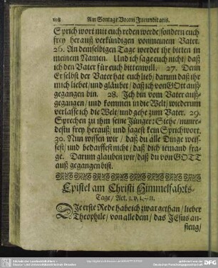 Epistel am Christi Himmelfahrts-Tage