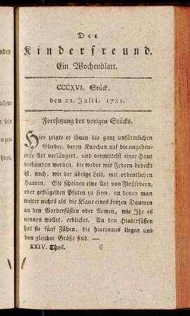 CCCXVI. Stück, den 21 Julii, 1781