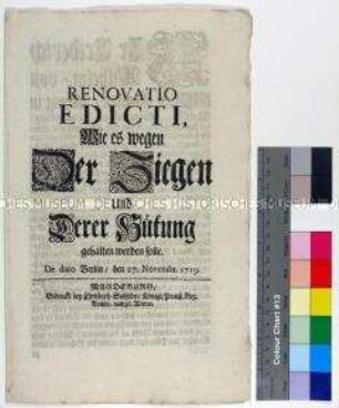 Erneuertes Edikt von Friedrich Wilhelm I. König in Preußen betreffend das Ziegenhüten