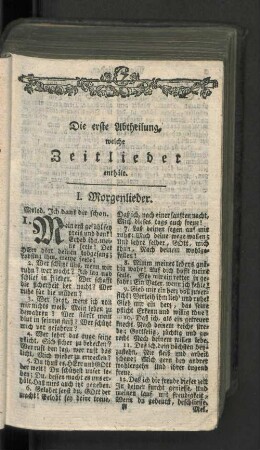 Die erste Abtheilung, welche Zeitleider enthält.