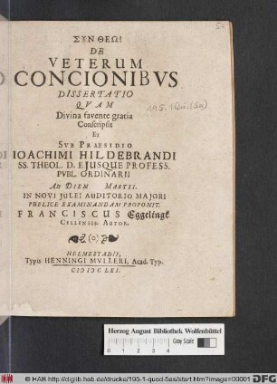 De Veterum Concionibus Dissertatio