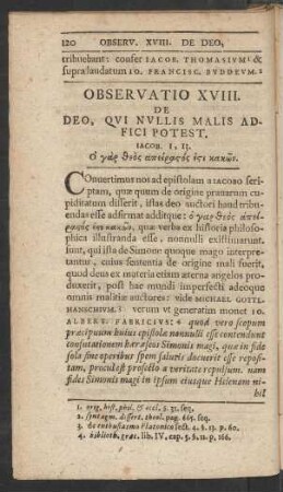 Observatio XVIII. De Deo, Qui Nullis Malis Ad Fici Potest