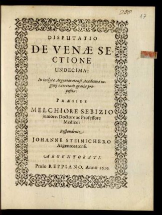 11: Disputatio De Venae Sectione ...