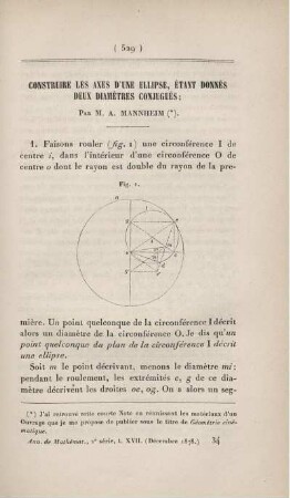 Construire les axes d'une ellipse, étant donnés deux diamètres conjugués.