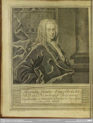 Herman Henric: Engelbrecht J.U.D. et P.P.O. in Consist: Reg: eccles: Consiliarius, et Universit: Gryphisw: Syndicus. Anno cetatis XXXII.