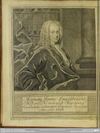 Herman Henric: Engelbrecht J.U.D. et P.P.O. in Consist: Reg: eccles: Consiliarius, et Universit: Gryphisw: Syndicus. Anno cetatis XXXII.