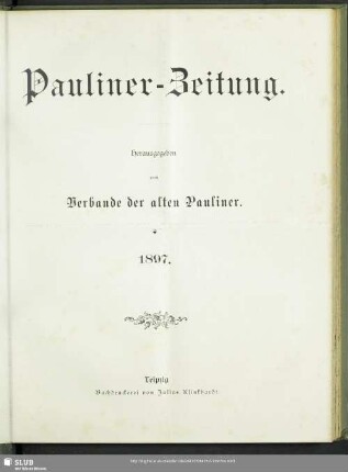9.1897: Pauliner-Zeitung : Mitteilungen des Verbandes der Alten Pauliner