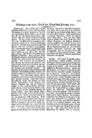 Beylage zum 27ten Stück der Deutschen Zeitung 1791