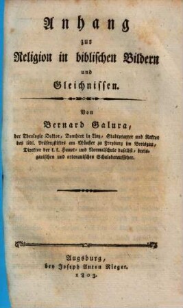 Anhang zur Religion in biblischen Bildern und Gleichnissen
