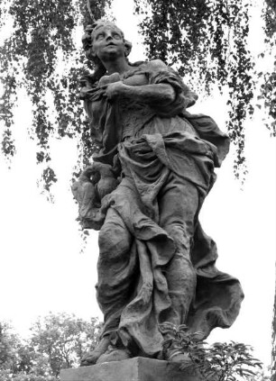 Skulptur, allegorische Darstellung: "Die Aufrichtigkeit" (Kopie). Skulptur aus der Reihe "Die zwölf Tugenden".