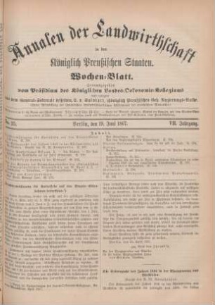No. 25. Berlin, den 19. Juni 1867. VII. Jahrgang.
