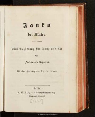 Janko der Maler : eine Erzählung für Jung und Alt