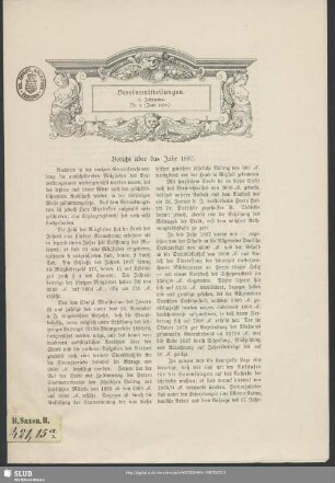 2.1887/88,5: Vereinsmitteilungen