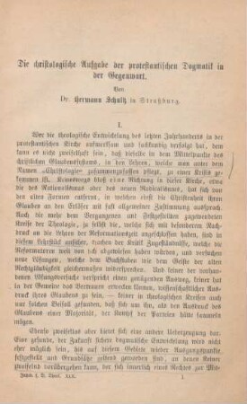 1-68 Die christologische Aufgabe der protestantischen Dogmatik in der Gegenwart