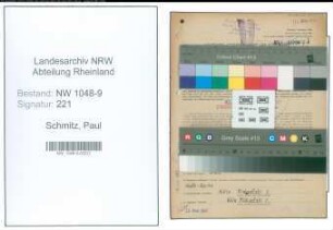 Entnazifizierung Paul Schmitz , geb. 16.01.1890 (Schachtmeister)