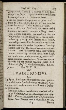Caput II. De Traditionibus