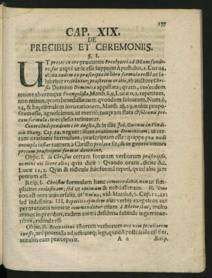 Cap. XIX. De Precibus Et Ceremoniis