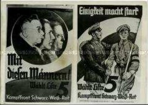 Wahlplakate der Kampffront Schwarz-Weiss-Rot zur Reichstagswahl
