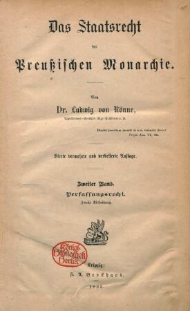 Bd. 2,2: Das Staats-Recht der preußischen Monarchie